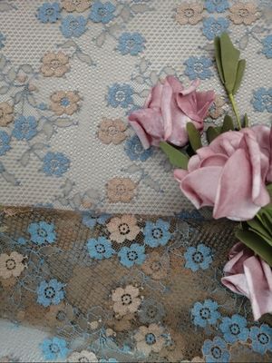 Cor bordada floral pequena da senhora Dress Lace Brown da tela do laço de 145CM