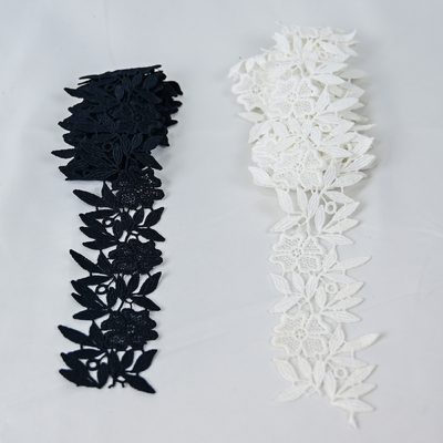 2,3" fita Scalloped da borda do laço do poliéster guarnição preta fazem crochê o bordado para a roupa