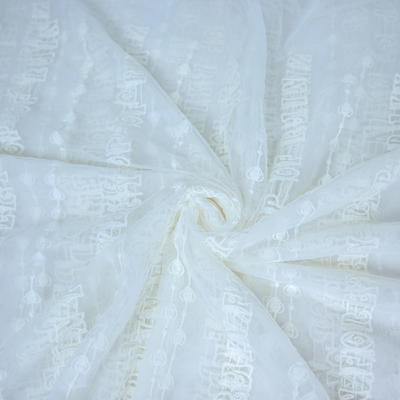Largura branca de Mesh Embroidery Wedding Dress Fabric 125cm do tule