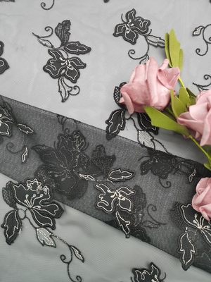 O laser reciclado cortou a tela do bordado de Applique para o vestido de noite