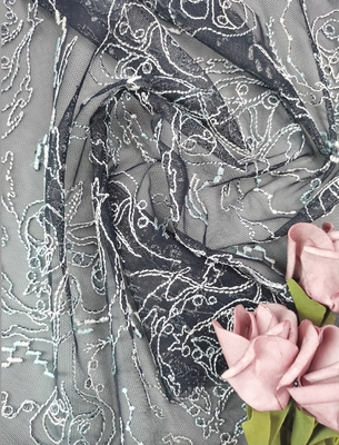 Guarnição do laço da tela de Dot Tulle Embroidered Polyester Lace para o véu do casamento