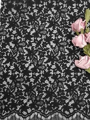 3D tela amarrado floral do laço de um preto de 57 polegadas com Handfeel macio