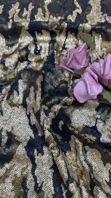 124cm Sequins Multicolor Tecido bordado com malha de solo para vestido de noite