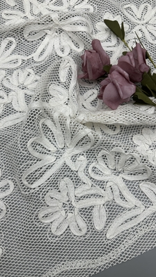 Tecido de renda de algodão 100% de folhas de algodão bordado Tecido de renda bordado Elegante para roupas