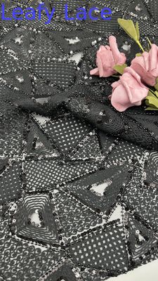 Folhas 3D Floral renda Tecido bordado Tecido Elegante E Respira Sequin renda Tecido de ocasião de luxo