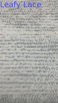 Tecido de Renda Plissada 100% Poliéster Malha Base Respira Luxo para Vestido de Noiva