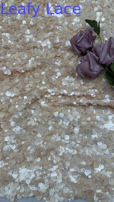 Tecido de renda bordado 100% poliéster luxo para vestido de noiva