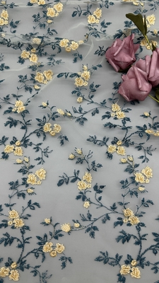Floral colorido bordado 100% poliéster Elegante para vestidos de festa