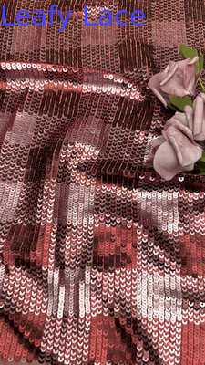 Tecido de renda bordada com lantejoulas xadrez, elegante e brilhante, tecido de nova coleção personalizado