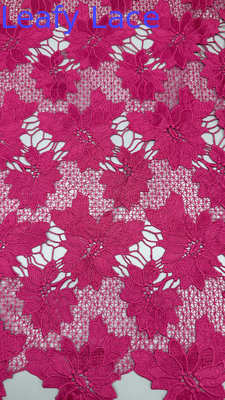 Renda Guipir Rosa Estilo Folha Tecido de Renda Bordada para Vestido de Festa de Casamento Nupcial