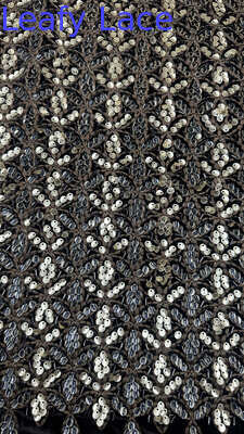 Tecido de Renda Bordada com Lantejoulas de Alta Qualidade, Luxuoso, com Design Especial para Vestidos