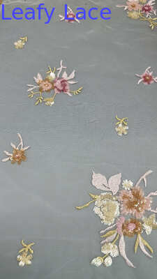 Tecido Bordado com Lantejoulas e Renda Personalizada Luxuosa de Alta Qualidade Design Especial para Vestidos de Noiva