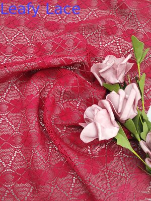 Cor Vermelha Tecido de renda de trevo de quatro folhas bordado de renda pura de moda
