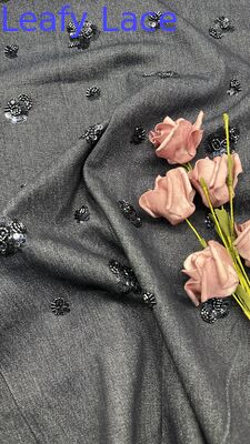 Fabricante de tecido de renda OEM para designers de moda Sequin tecido de renda bordado Elegante Bela cor