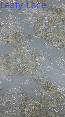 Tecido de renda de bordados premium para vestuário de alta costura Decorativo Tecido de renda de bordados para vestidos elegantes