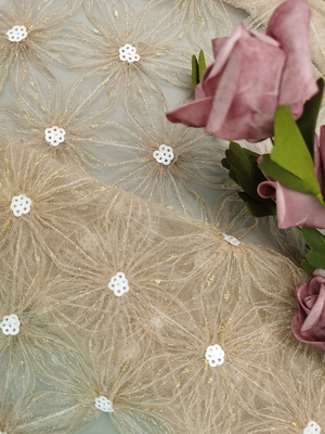 A tela da senhora Garment Sequin Embroidered faz crochê o bordado do tule do laço