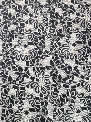 O tule livre AZO Mesh Printed Lace Fabric Black moeu a congregação branca